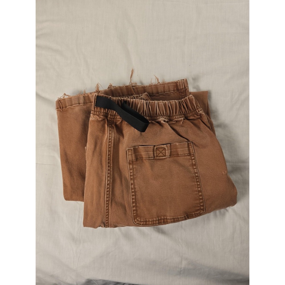 Stoic Pants Mens 33x30 Brown Elastic Waist Belted Straight Leg Workwear Casual